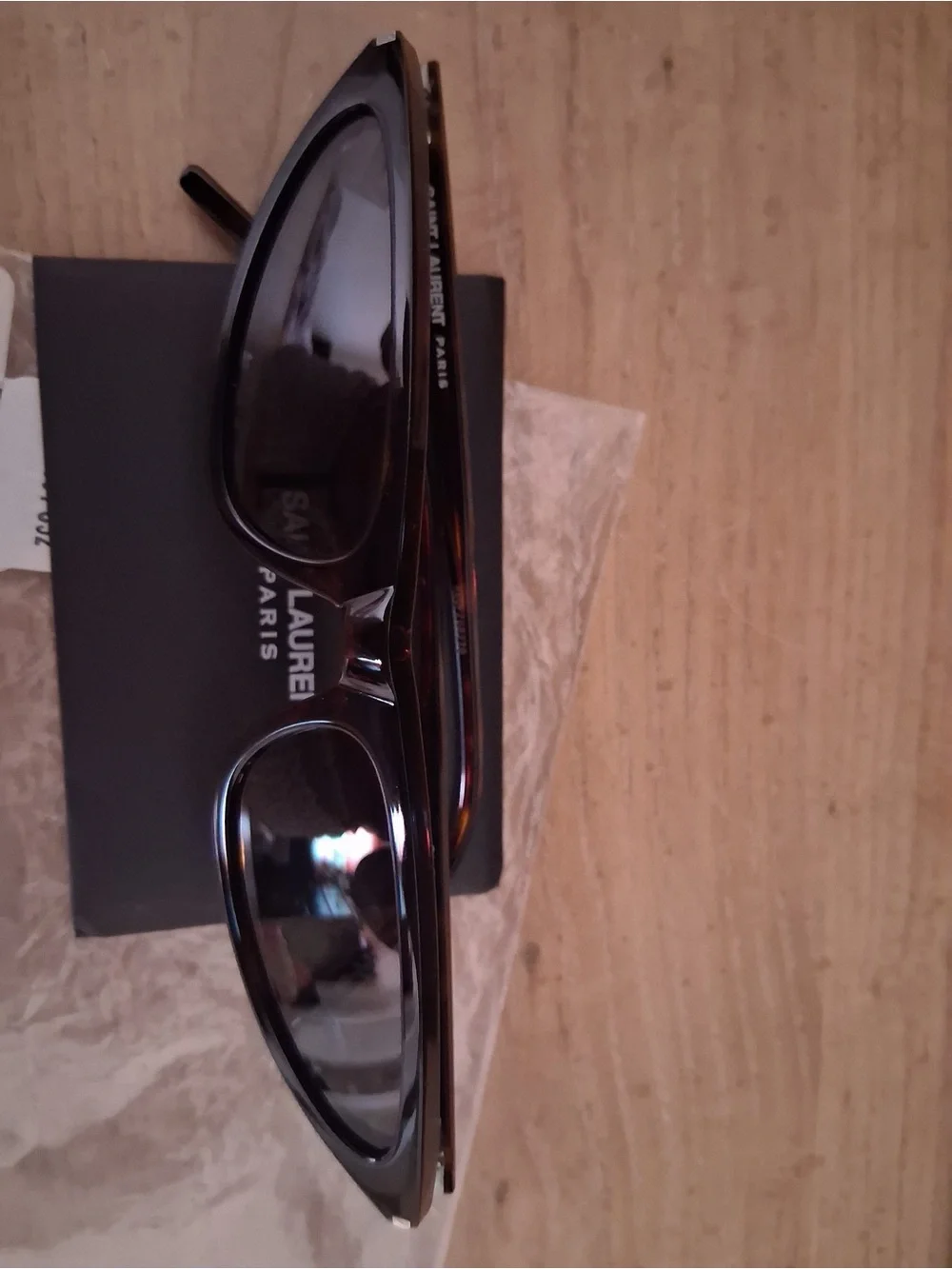 Saint Laurent Tortoiseshell Cat-Eye Sunglasses with Dark Lenses